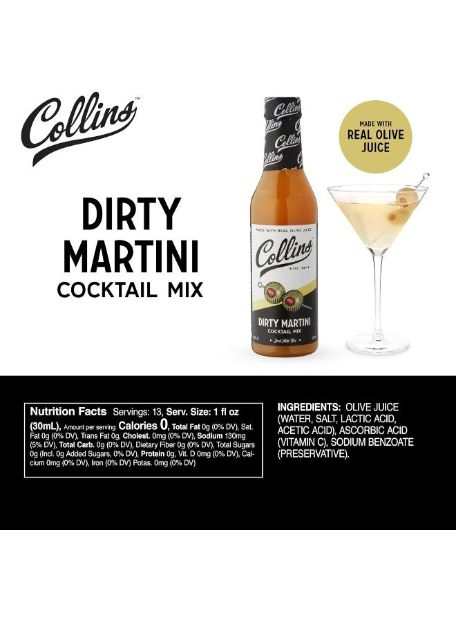 Collins Dirty Martini Mix Made with Real Olive Brine for The Bold Flavor You Need | Classic Cocktail Recipe Ingredient, 12.7 fl oz, 12.7 oz, Black - Image 3